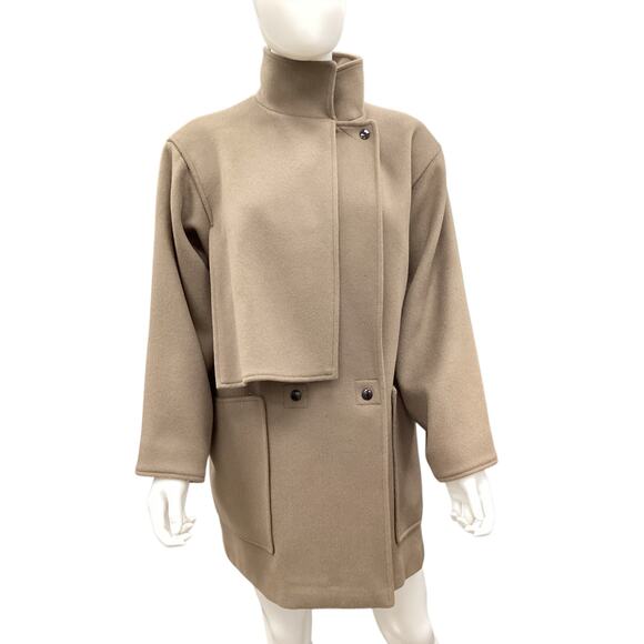 Vintage Steve Women’s Coat SZ 10 Cashmere Blend Union Made Beige Clasps Pockets